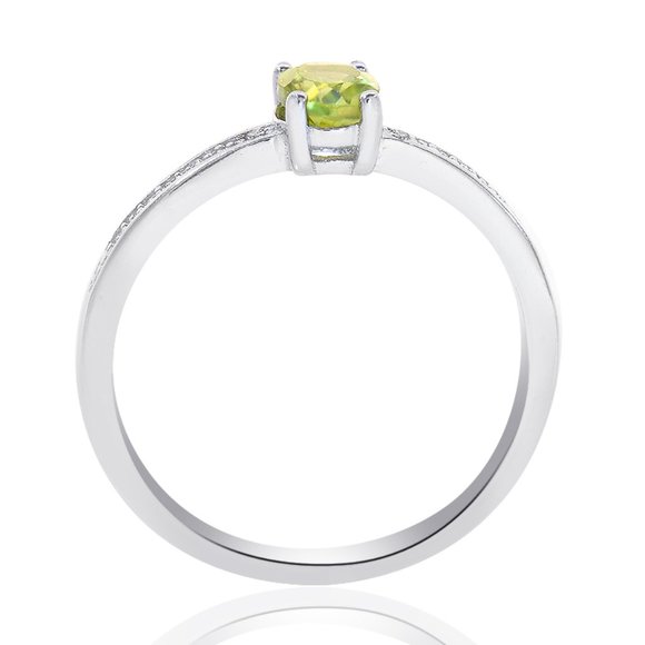Sterling Silver Peridot Diamond Accent Ring - Picture 3 of 6